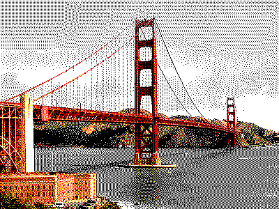 A Floyd-Steinberg dithered image, with reduced error diffusion.
